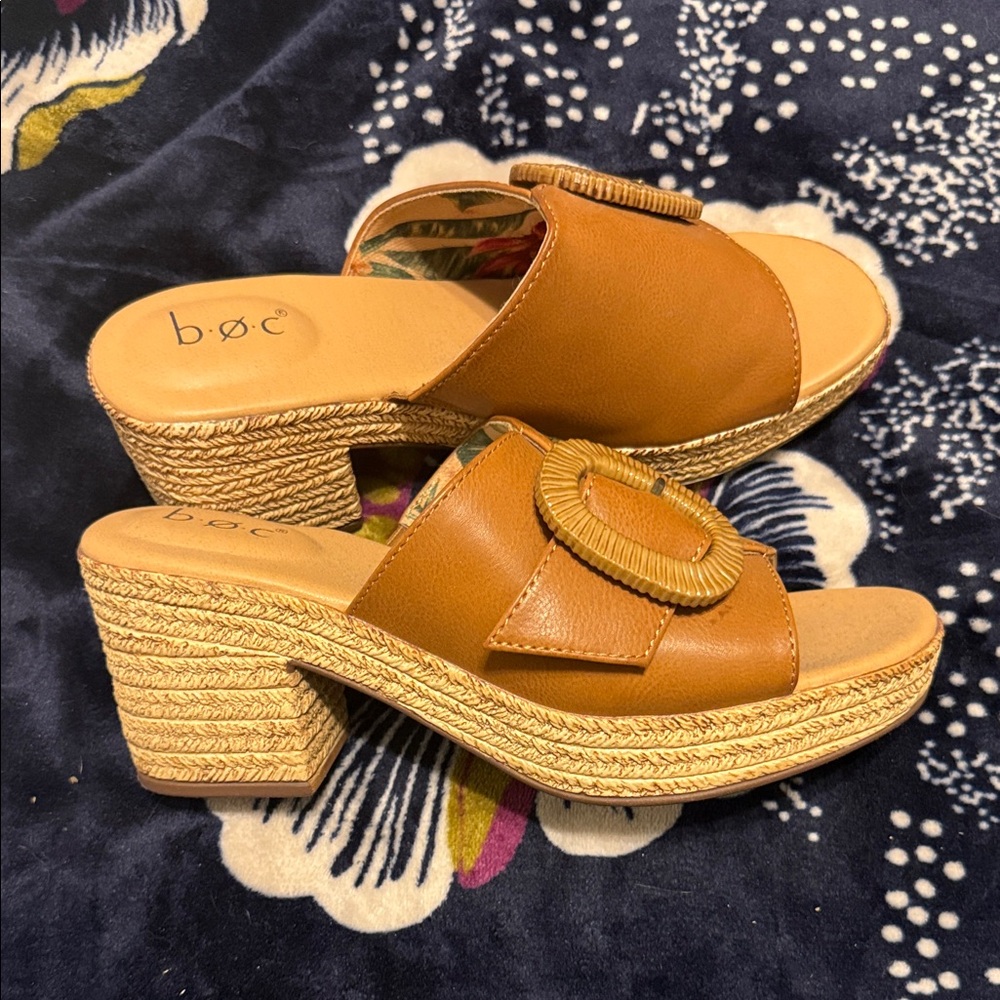 b.o.c. Brown Heeled Mules